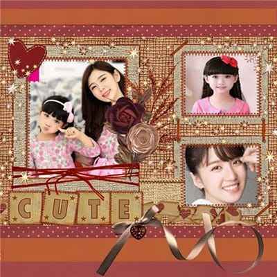 Ghép 3 anh vào khung ảnh cute trang trí hoa khô nghệ thuật