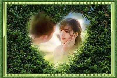 Tạo ảnh đẹp với khung ảnh hình trái tim được tạo bởi những nhành lá