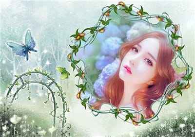 Tạo ảnh online đẹp như tiên cảnh với khu rừng hoa và bướm