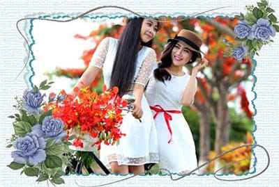 Khung ảnh hoa tím trang trí đặc sắc tạo nên cảm giác hoài niệm