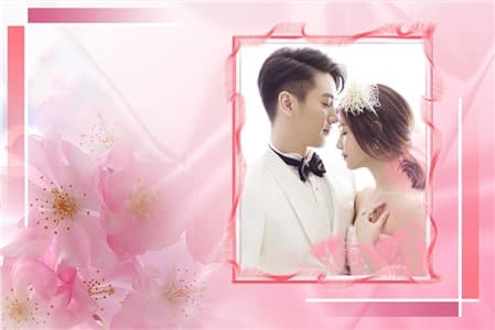 Tạo ảnh cưới online với khung ảnh nền hồng và những hiệu ứng đẹp lãng mạn