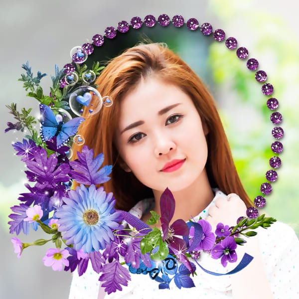 Những bông hoa màu tím kết hợp chuổi hạt ngọc đẹp