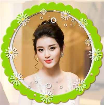 Tạo ảnh đại diện facebook với khung viền xanh và hoa cúc