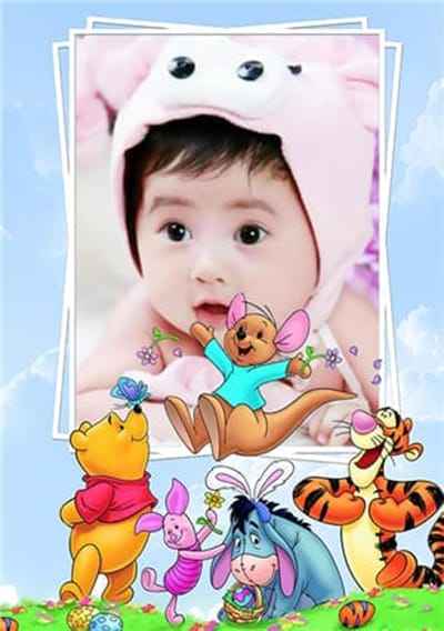 Ghép ảnh bé yêu với chú chuật rễ thương và các con vật hoạt hình vui nhộn