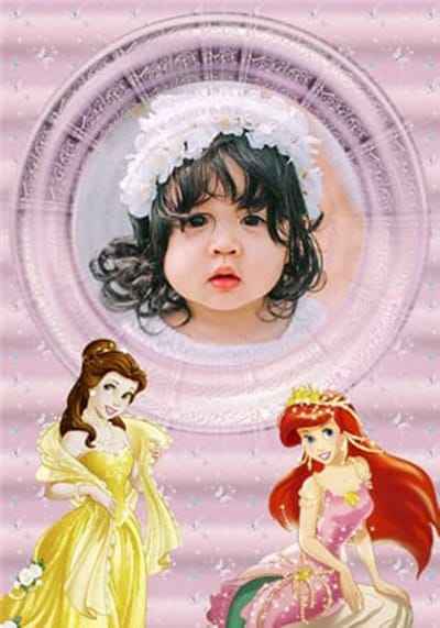 Ghép ảnh bé yêu với hai nàng công chúa xinh đẹp