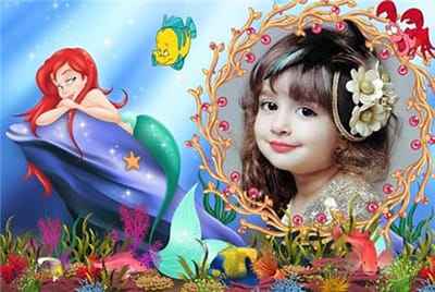 Ghép ảnh bé yêu cùng nàng tiên cá dưới đáy đại dương