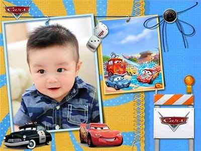 Ghép ảnh bế yêu với những chiếc ô tô đồ chơi