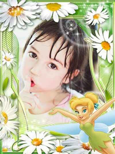 Ghép ảnh bế yêu với thiên thần và hoa cúc