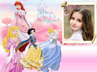 Ghép ảnh bé yêu với tòa lâu đài và các cô công chúa xinh đẹp