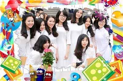 Tạo ảnh học sinh online với khung ảnh biếm họa với sách vở và bút đẹp