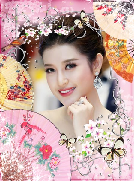 Tạo ảnh nghệ thuật với những chiếc quạt và hoa