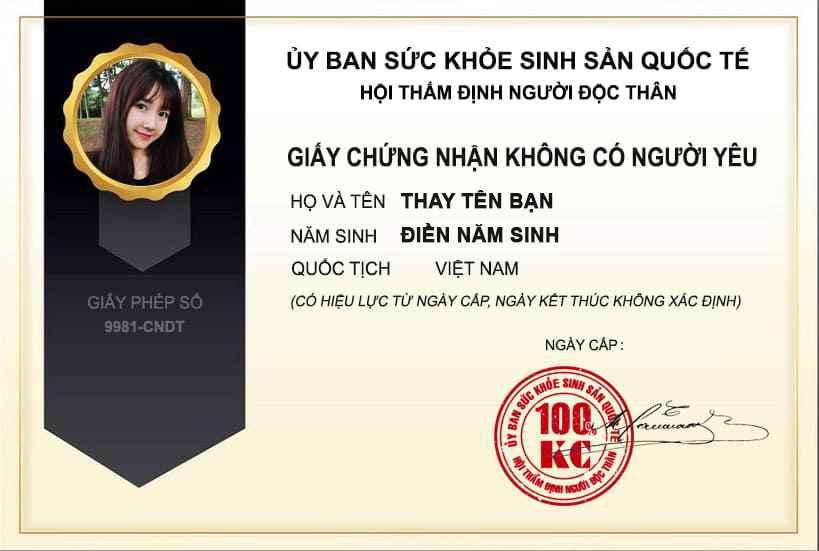 Giấy chứng nhận không có người yêu