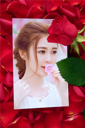 Ghép ảnh gái xinh online vào khung ảnh hoa hồng đỏ rực rỡ 