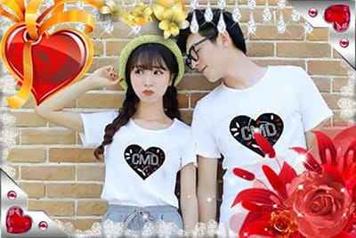 Ghép ảnh tình yêu với trái tim hoa hồng