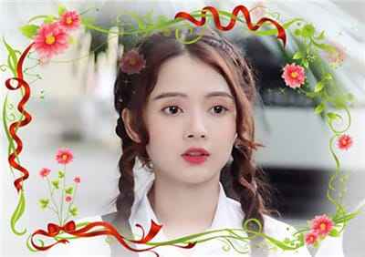 Ghép ảnh vào khung ảnh trang trí những nhành hoa thân leo và những dây nơ đẹp