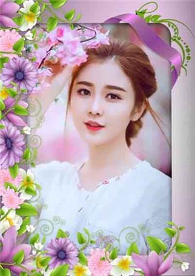 Ghép ảnh hoa lá trên nền hồng đep