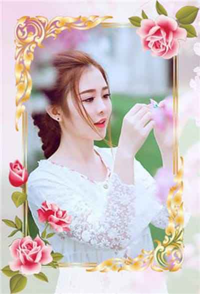 Ghép ảnh vào Khung ảnh hoa hồng kết hợp hoa văn nghệ thuật tuyệt đẹp
