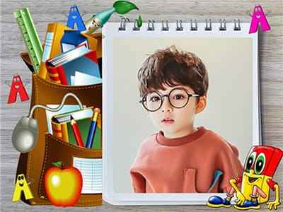 Tạo ảnh học đường online với khung ảnh notebook trang trí đẹp