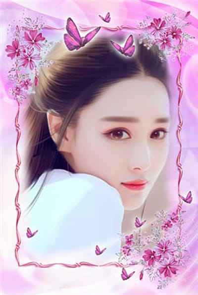 Khung hình tím và những chú bướm xinh