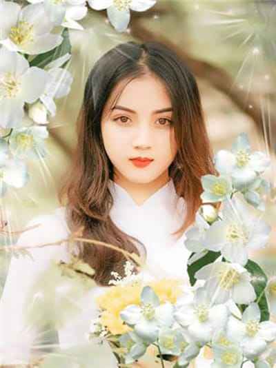 Ghép ảnh với hoa trắng và hiệu ứng đẹp mắt 