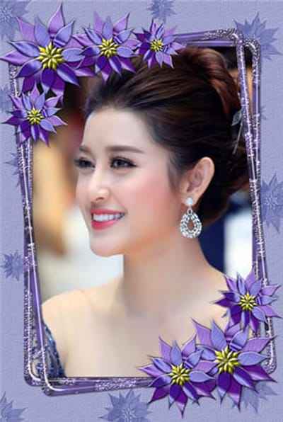 Tạo ảnh online với khung anh hoa văn màu tím biểu tượng cho sự thủy chung