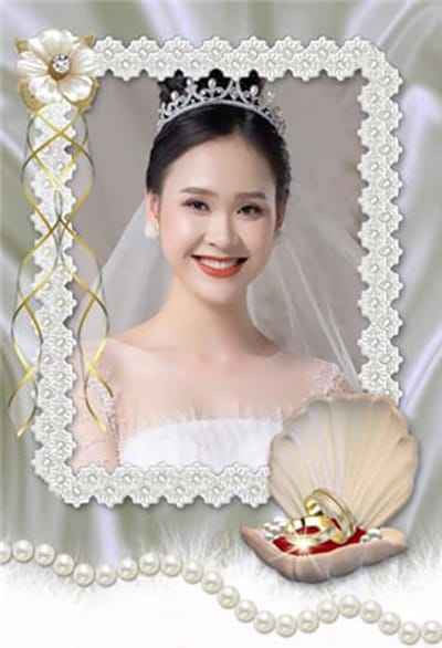 Ghép ảnh đẹp với khung ảnh nghệ thuật về sự kết hợp tài tình giữa nhẫn và ngọc trai