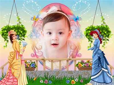 Ghép khung ảnh bé yêu với hai nàng công chúa xinh đẹp