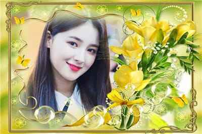 Ghép khung ảnh nghệ thuật với hoa vàng rực rỡ