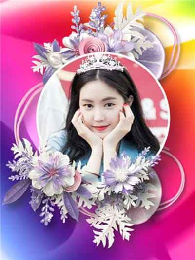 Ghép khung ảnh vẽ kỷ thuật sổ với hoa và hiệu ứng đẹp mắt