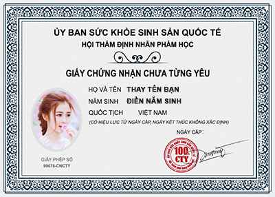 Ghép ảnh chế online giấy chứng nhận chưa từng yêu
