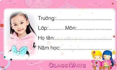 Tạo nhãn vở ảnh đại diện nền màu hồng cùng hai cô bé ham học