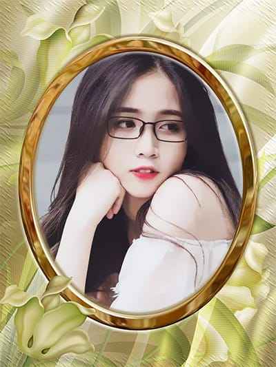 Ghép khung ảnh trang trí hoa văn trên nền xanh ngọc nghệ thuật