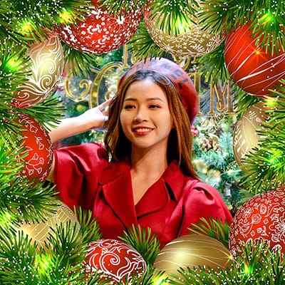 Khung ảnh đại diện facebook trang trí những quả cầu giáng sinh đẹp mắt