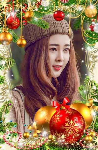 Khung ảnh giáng sinh với những quả cầu trang trí tuyệt đẹp