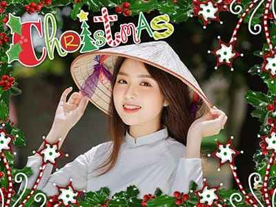 Khung ảnh giáng sinh ngoạt ngào với khung nền trang trí hoa văn nghệ thuật