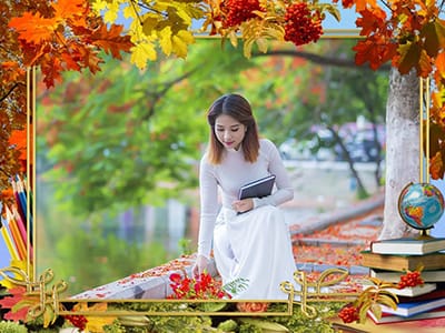 Tạo ảnh đẹp học sinh tới trường ngập tràn hương sắc của mùa thu