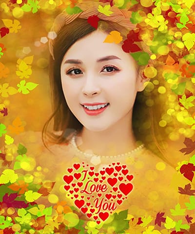 Tạo ảnh với hiệu ứng lá cây đẹp cùng những trái tim tình yêu