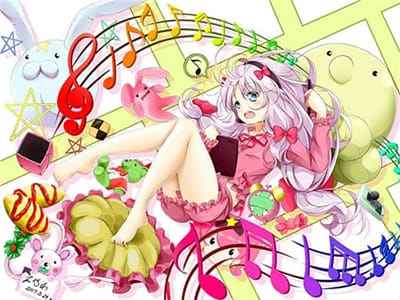 Xem hình ảnh anime nữ xinh đẹp cùng với biểu tượng những nốt nhạc