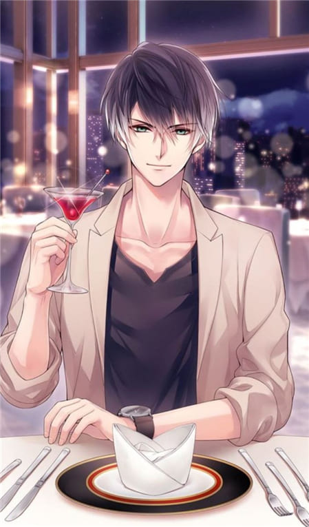 Hình ảnh anime nam cực chất với ly rượu đỏ trên tay