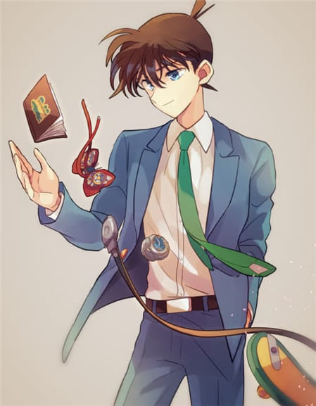 Hình ảnh anime nam phóng khoáng với chiếc cà vạt màu xanh lá cây