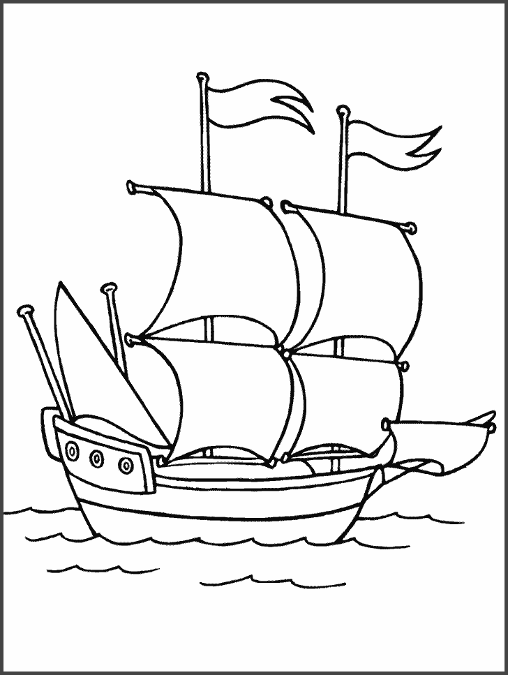 Tranh tô màu con thuyền buồm