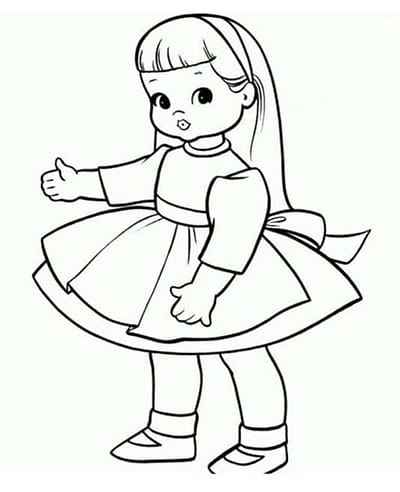 Tranh tô màu bé gái với chiếc váy xinh xắn