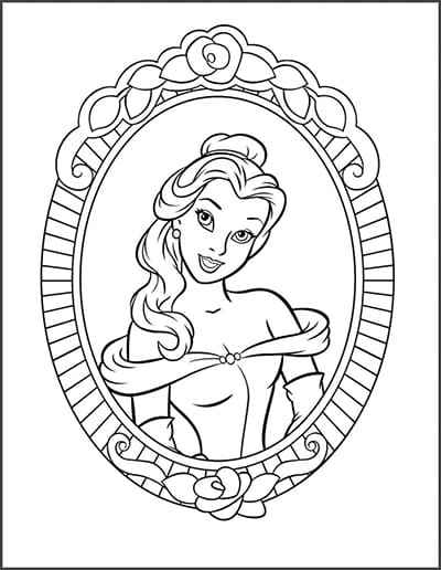 Tranh tô màu cô công chúa và chiếc gương đẹp