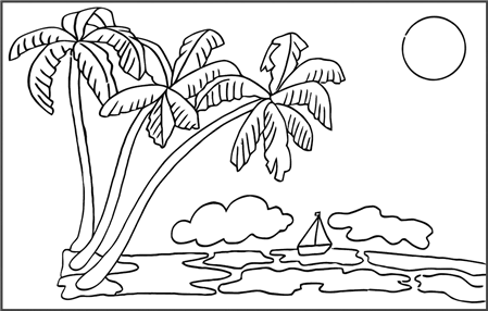 Tranh tô màu cảnh biển hoàng hôn