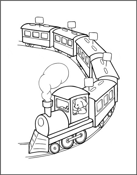 Tranh tô màu với đoàn tàu hỏa