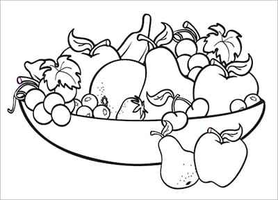 Tranh tô màu đĩa hoa quả đẹp
