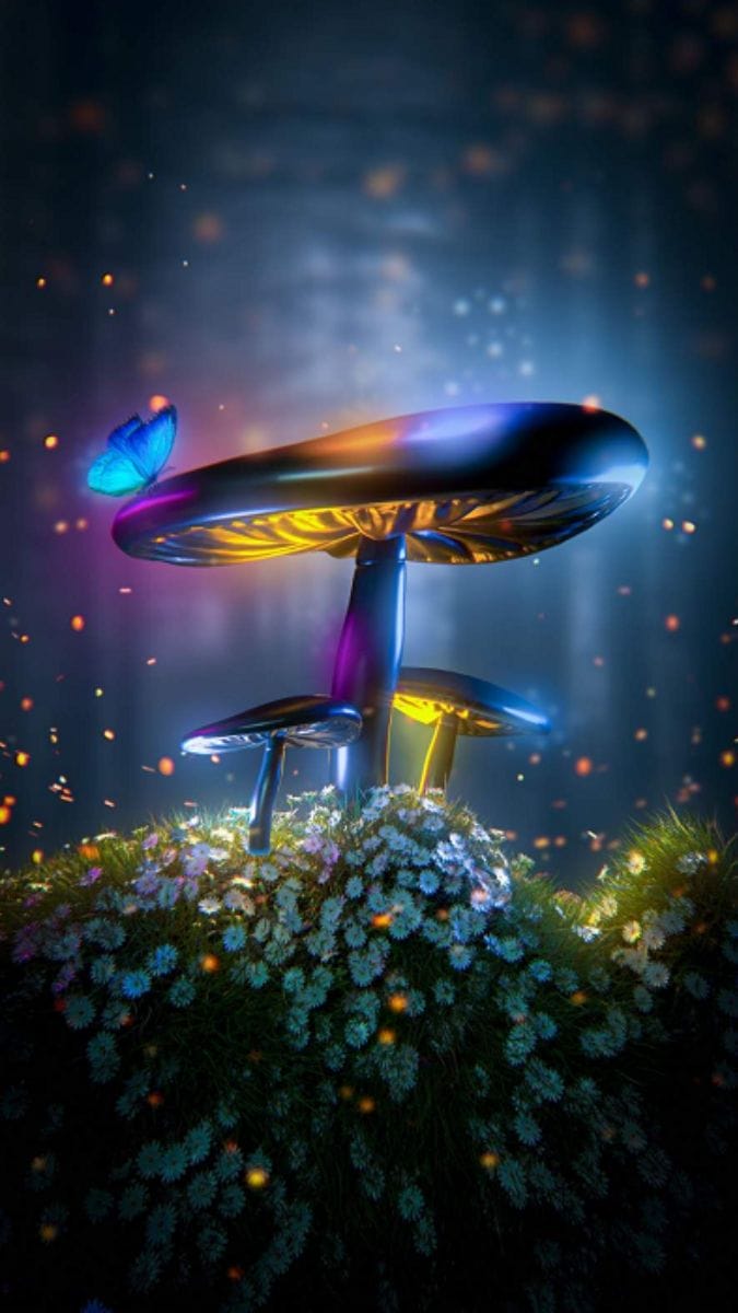 Hình nền điện thoại 3d những cây nấm đẹp như tiên cảnh