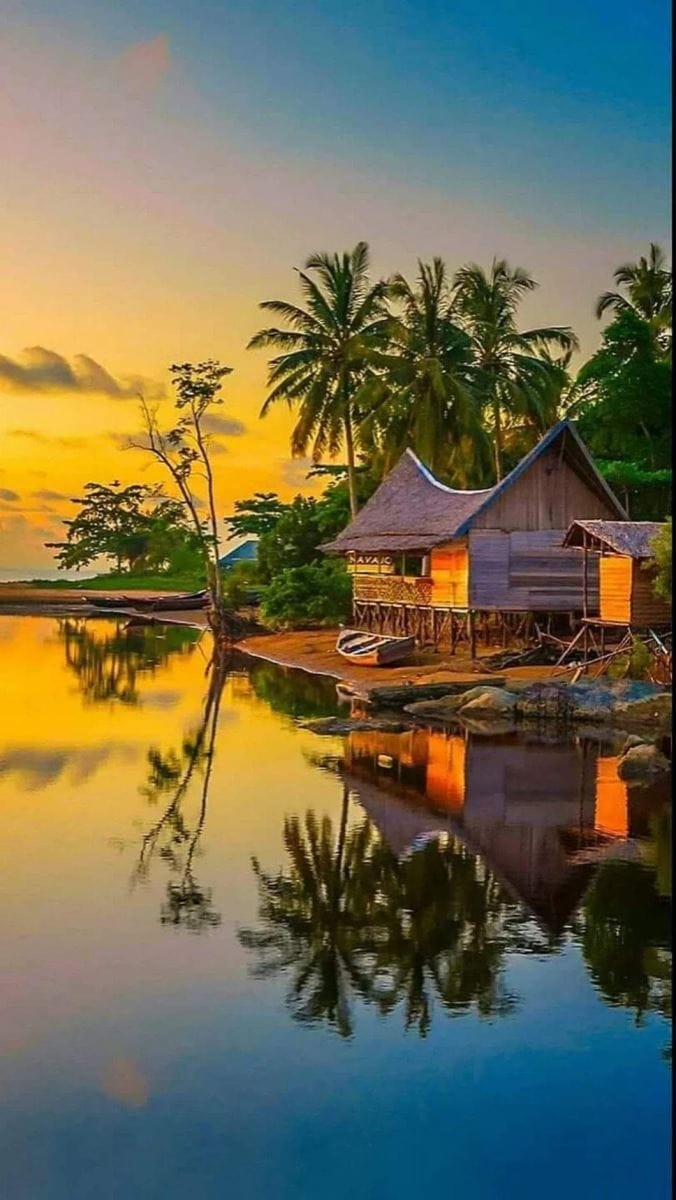 Hình nền điện thoại với hình ảnh sông nước làng quê yên bình