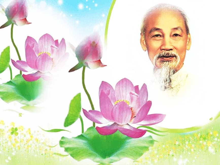 Xem hình ảnh Bác Hồ cùng hoa sen biểu tượng của đất nước