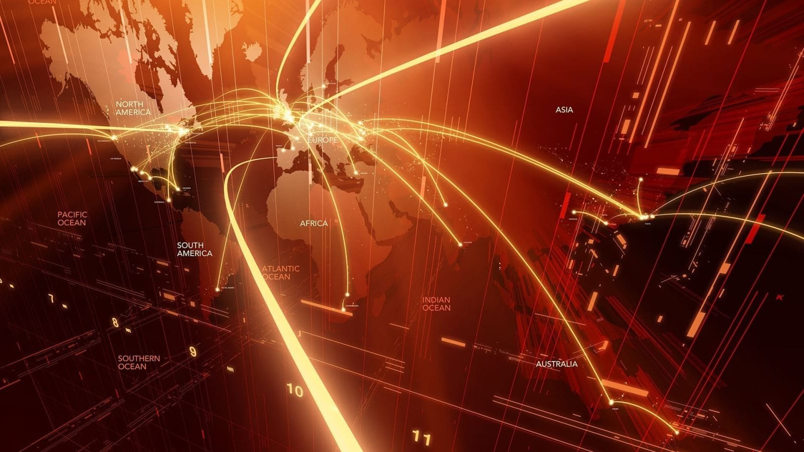 Hình nền máy tính thể hiện cáp quang kết nổi công nghệ trên trái đất